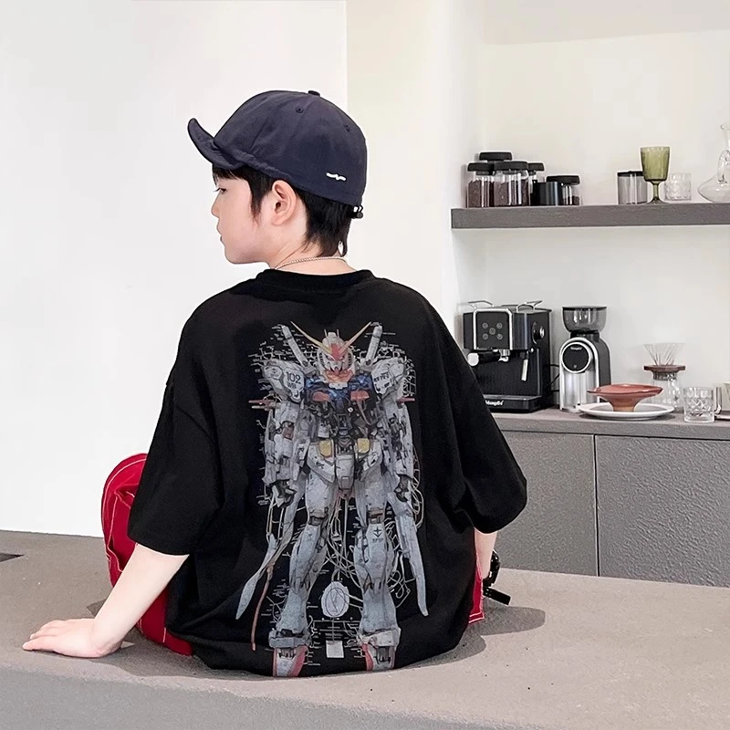 Y8732男童短袖t恤2025新款儿童装夏季卡通印花半袖中大童体恤