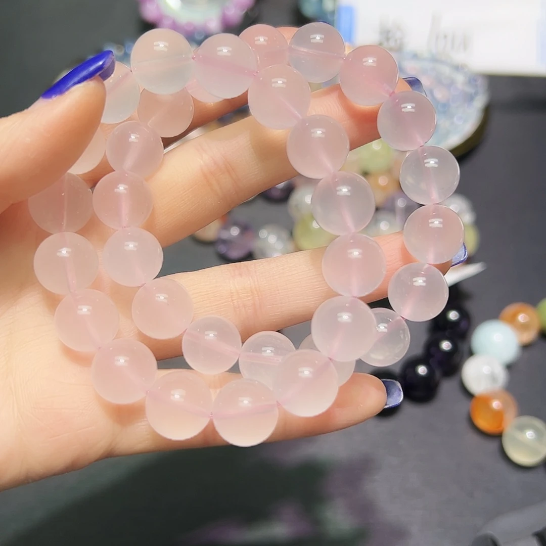 未镶嵌手链水晶莫桑比克粉水晶12毫米45号