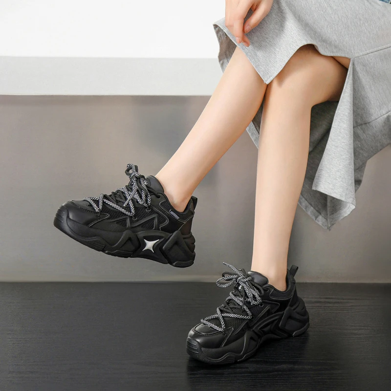 ZHR/则则厚底情侣鞋2025新款老爹鞋增高网面透气运动鞋百搭休闲鞋