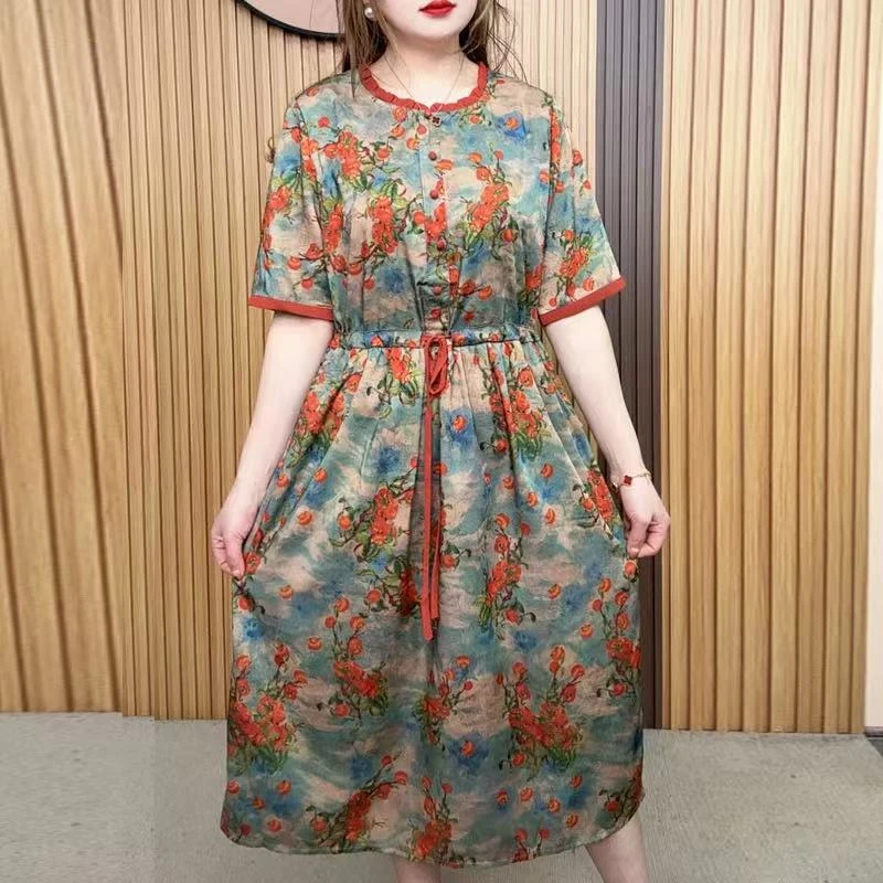 2025新款花边领收腰显瘦百搭时尚气质连衣裙