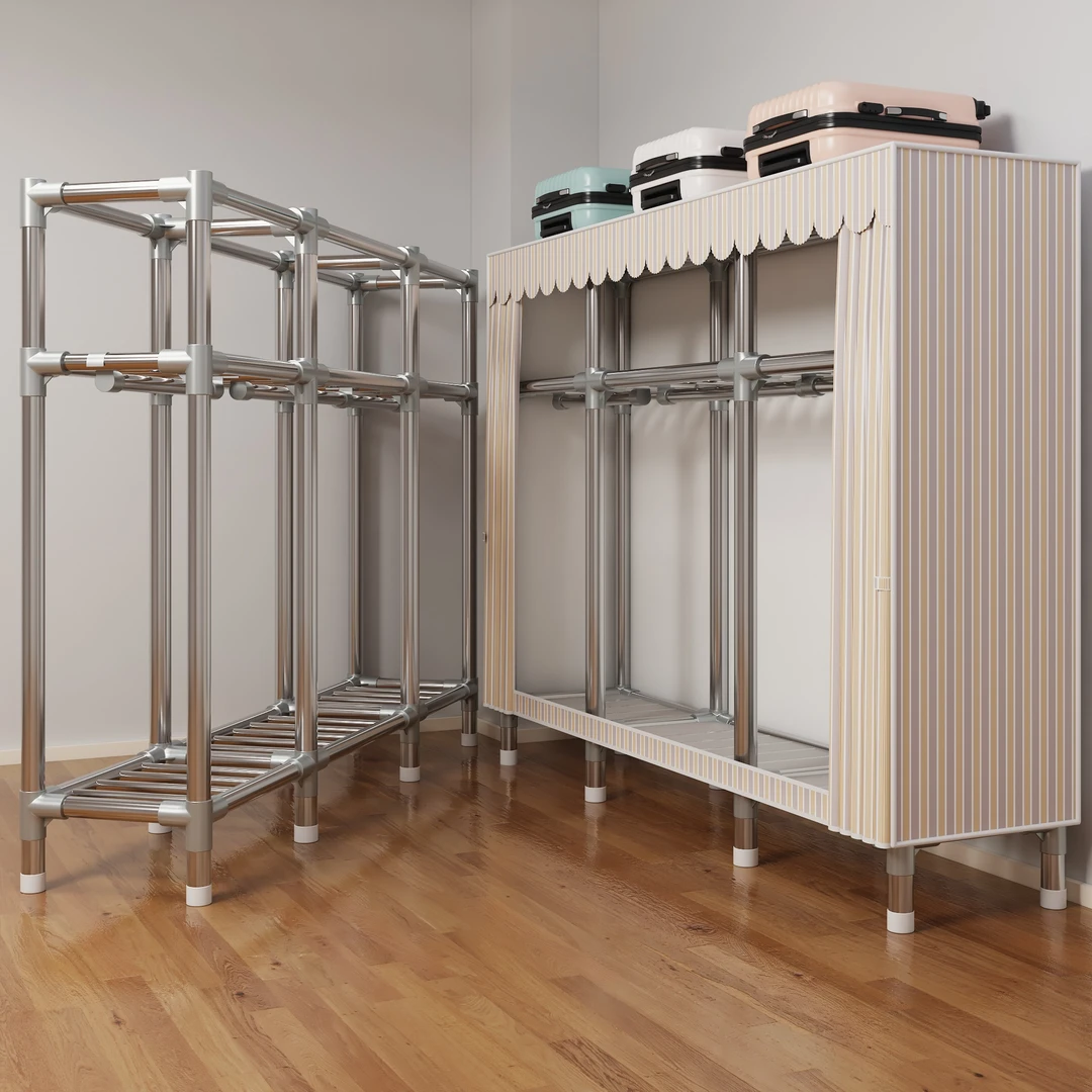 合金接头简易衣柜家用卧室出租房用钢管布衣柜结实耐用收纳衣橱