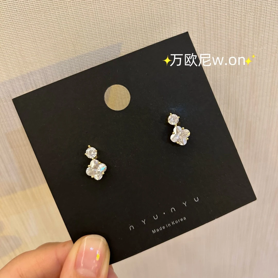 925银合成锆石耳饰  CHANGE x 富家千金耳饰 法式精致ins 弧E236