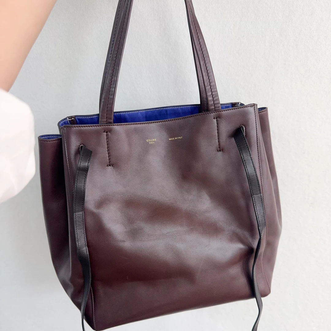 95新 Celine/思琳 咖啡色牛皮鲶鱼托特单肩包