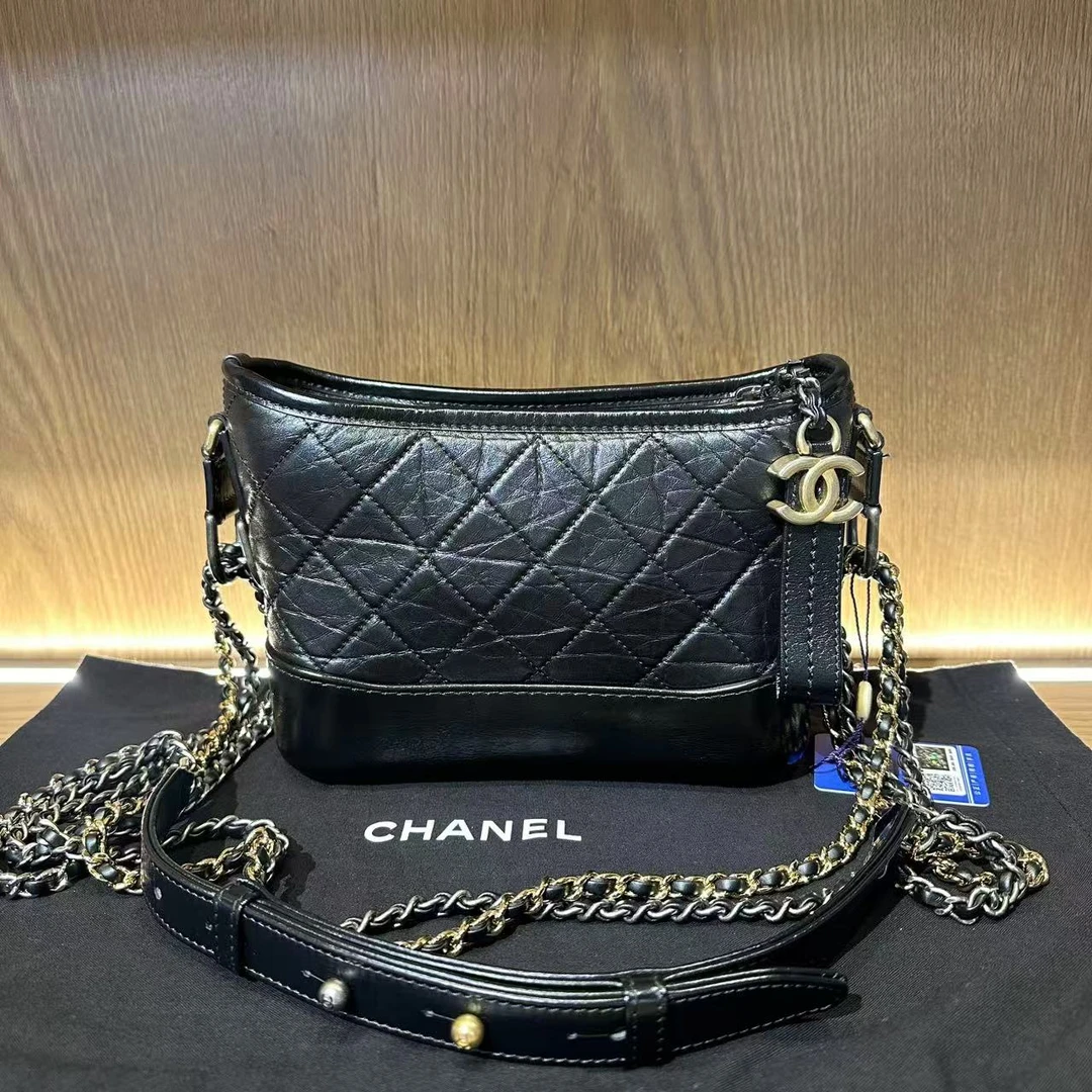 99新 Chanel/香奈儿 飞小雨Fisoy/黑金流浪小号斜挎包