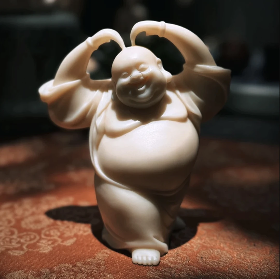 【观自在】爱心弥勒佛·象牙果雕高端笑佛摆件茶宠工艺品
