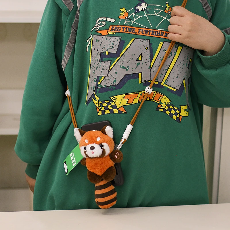 正版棕色小熊猫毛绒玩具手机背夹可爱玩偶公仔成都基地同款质量好