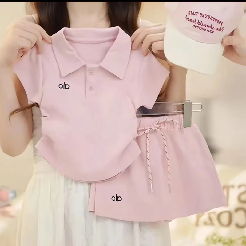 （现货）女童夏季套装2025年新款洋气POLO短袖两件套