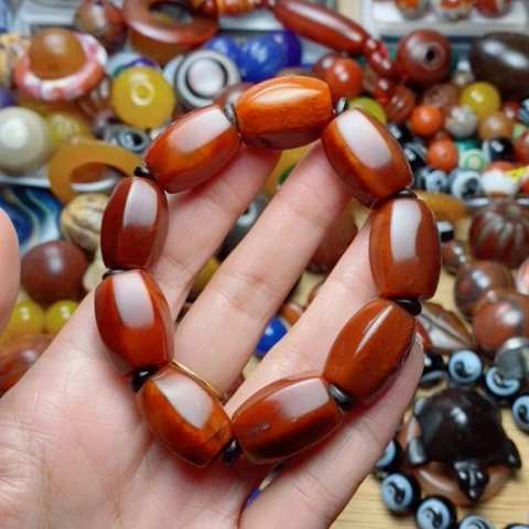 红***火玛瑙/玉髓合金珠宝半成品