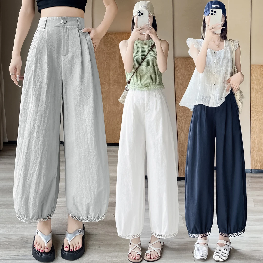 【婷婷家】小个子蕾丝钩花休闲灯笼裤#