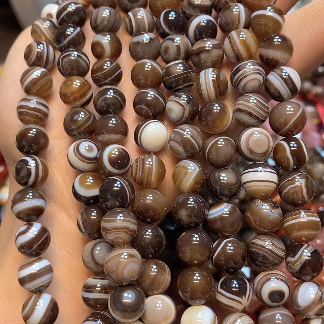 玛瑙/玉髓未镶嵌珠宝半成品天然玛瑙美拉德10mm一条