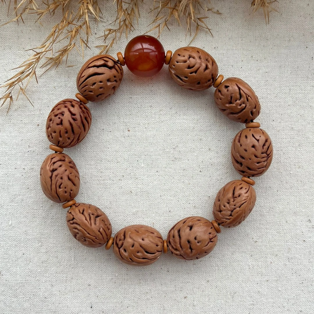 野生碧桃桃核手串纯手工打磨精品制作