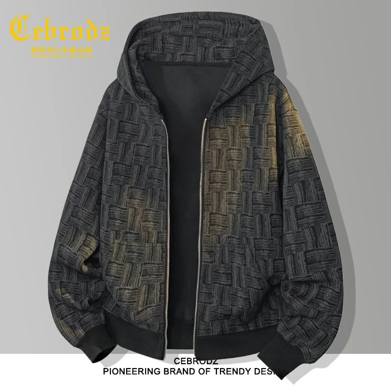 法国Cebrodz男士百搭休闲上衣春秋显胸外套新款秋季新港风卫衣男