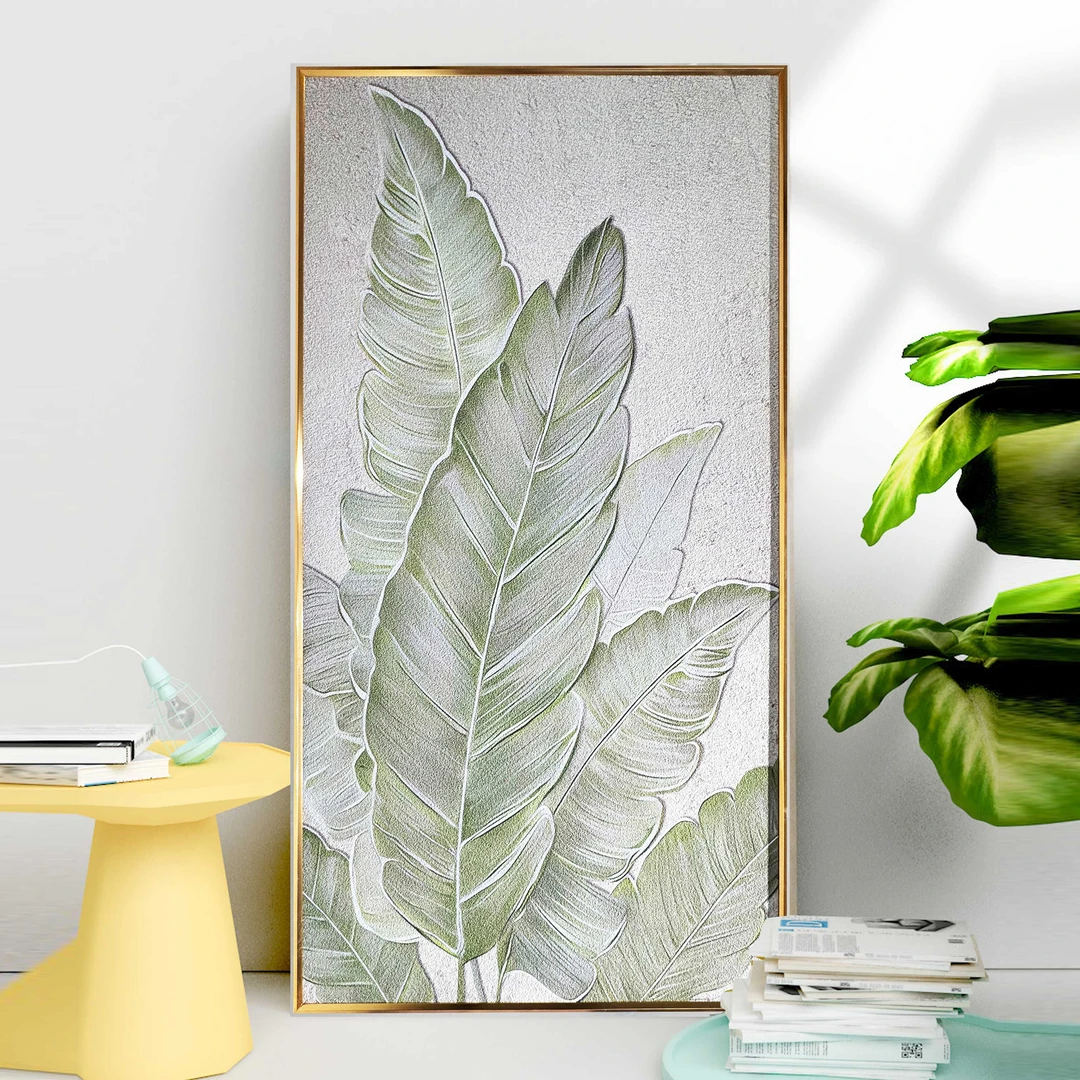 《家大业大》手工砂岩装饰画适用于玄关沙发 原木 奶油风装饰画