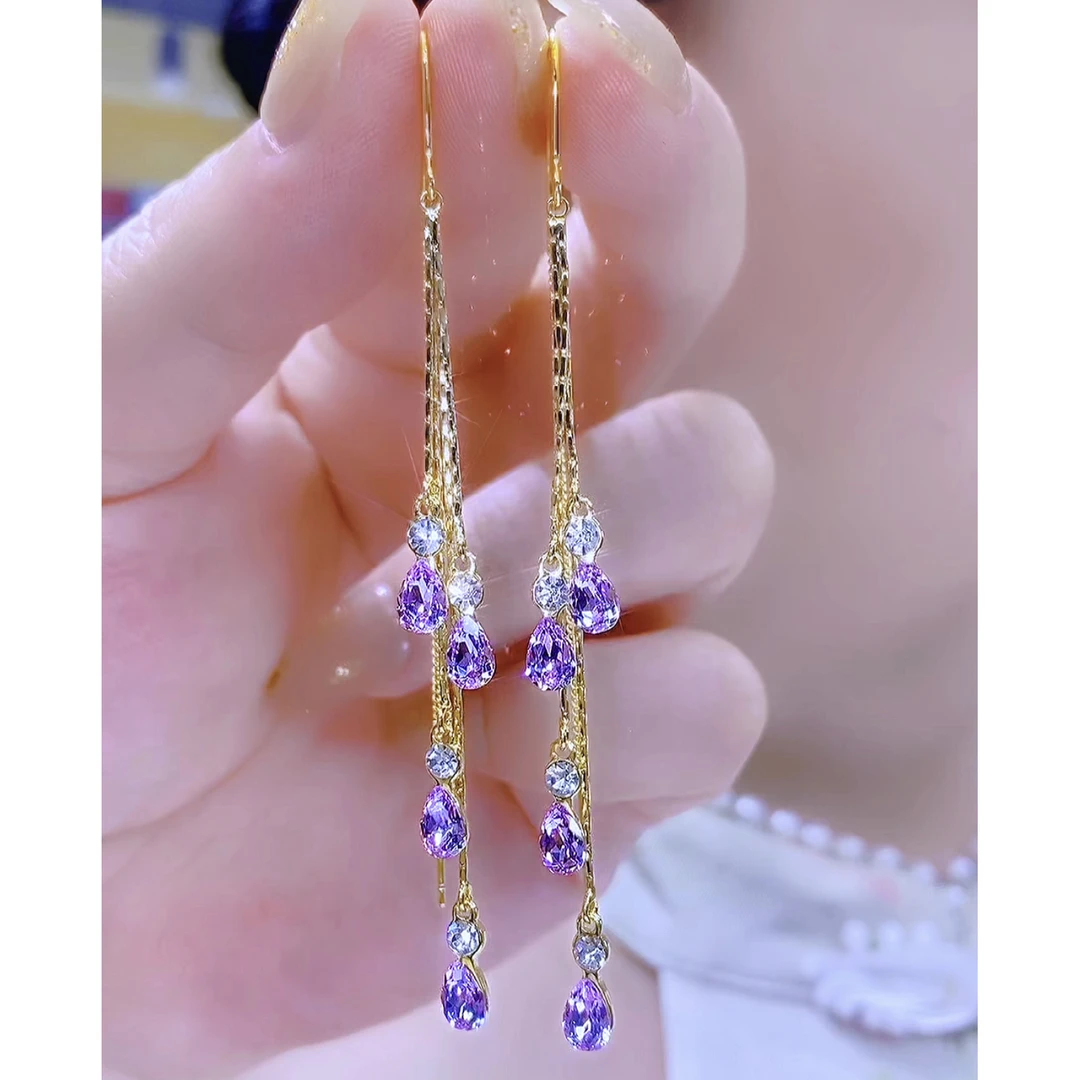 铜合金耳饰 新款气质轻奢水滴防丢耳线百搭时尚网红小众耳环Q715