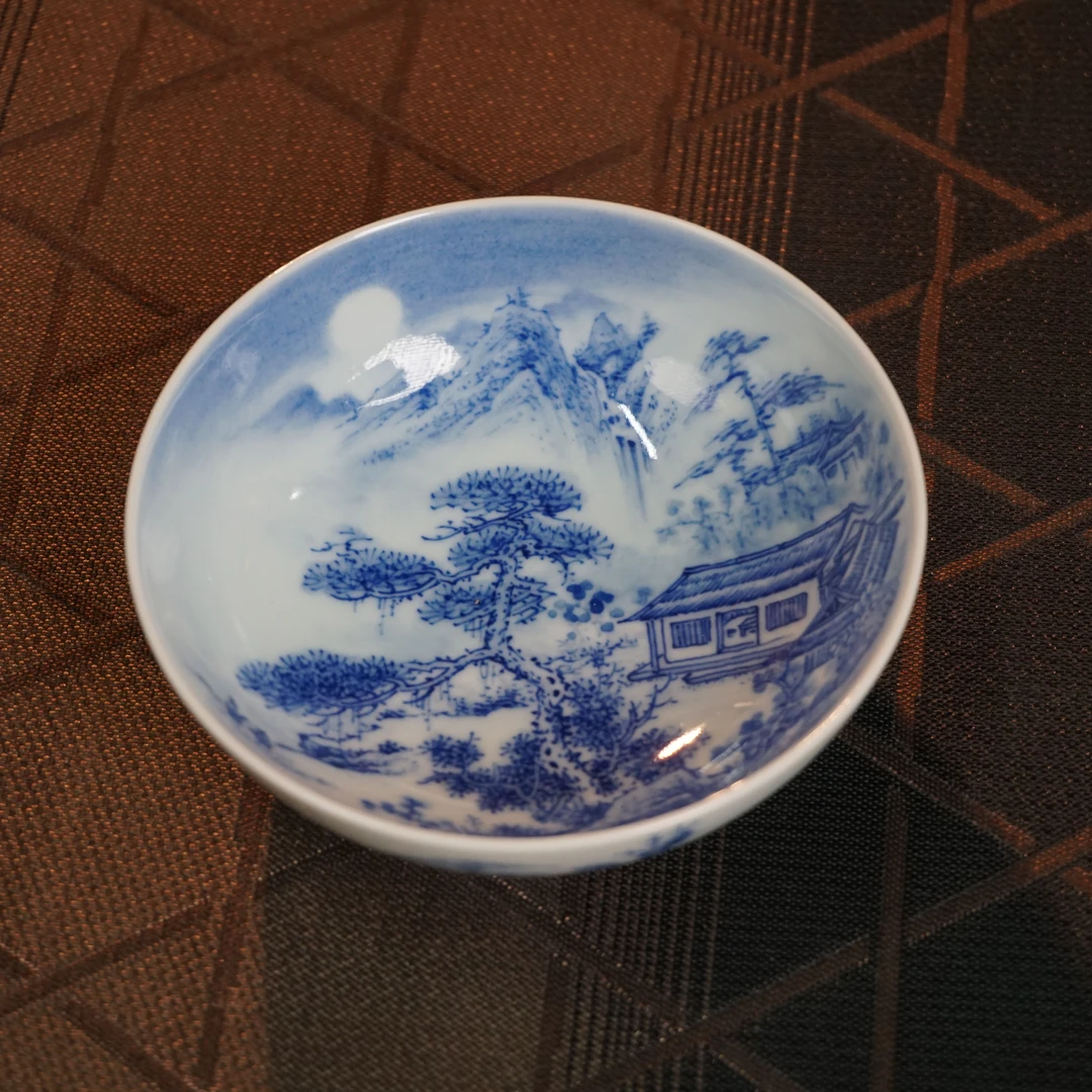 名家手绘+内外满绘山水普洱杯主人杯100ml-85009