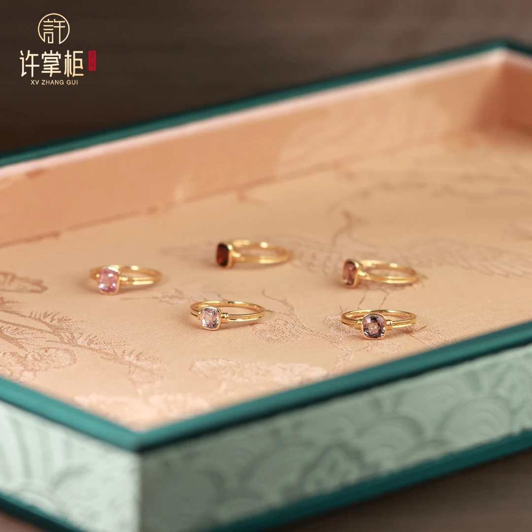 YGY｜18K金镶嵌尖晶石戒指定制大小形状纹路不同多样性单件发货