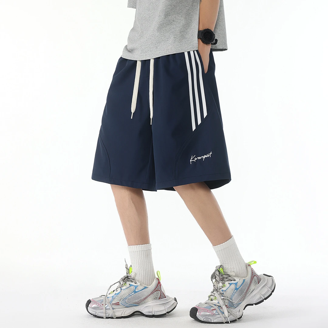 刺绣冰丝短裤男夏季薄款休闲运动速干百搭潮流爆款2025新款五分裤