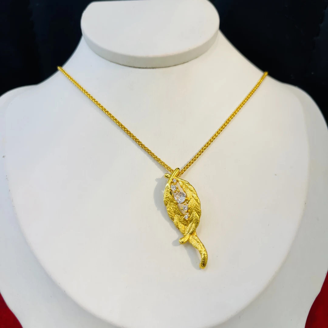 铜合金项链 新款个性叶子项链3261金色长轻质