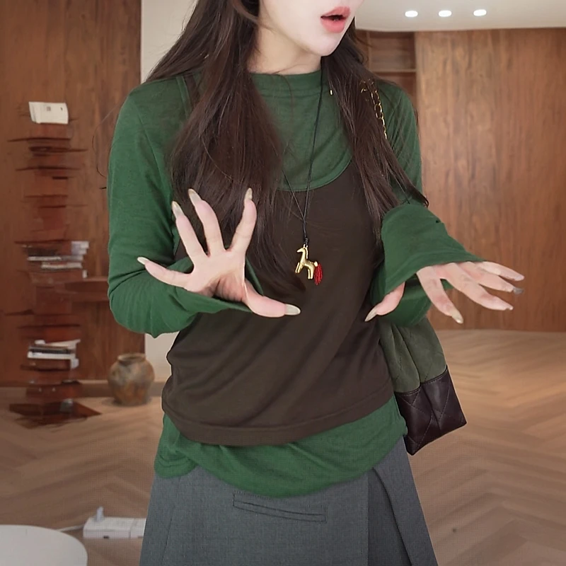 洋气衣服小众女装设计感上衣2025秋季新款高级感拼色轻奢长袖T恤Y