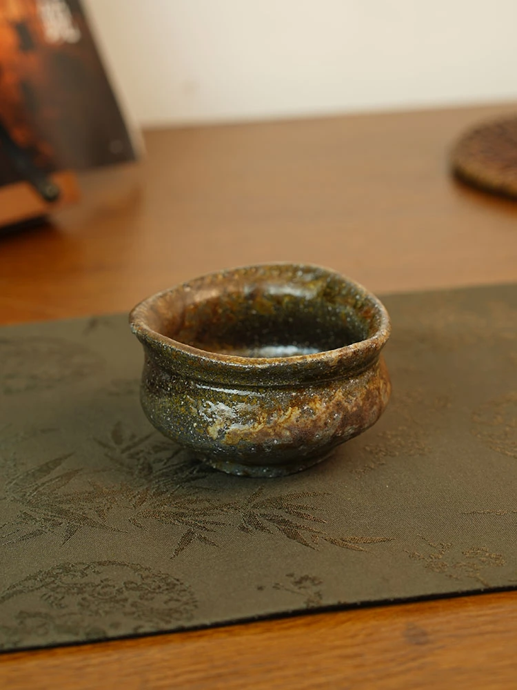 伊禾集物 日本备前烧匠人天野智也茶杯 主人杯 玻化好 重窑变