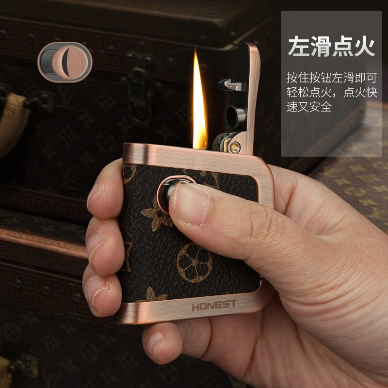 百诚煤油打火机耐用老式皮质复古创意个性潮流精美礼物送男友烟具