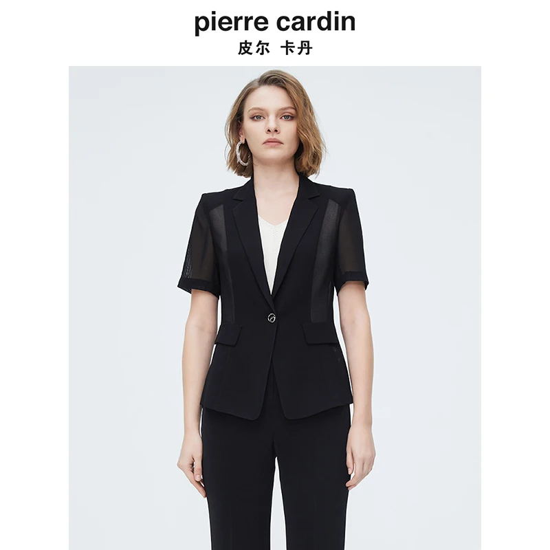 [皮尔卡丹女装]专柜正品简约干练修身短袖西服