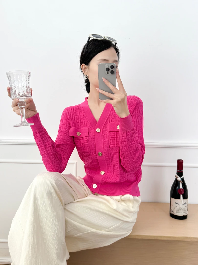 【蝴蝶】B301-B400号  春季新款气质轻奢高级长袖针织衫2