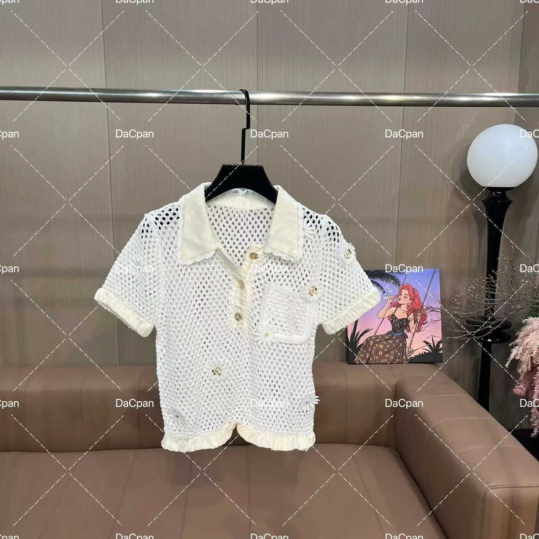 DACPAN-“初夏糖纸”镂空花朵短袖上衣 2025/盼·YP241