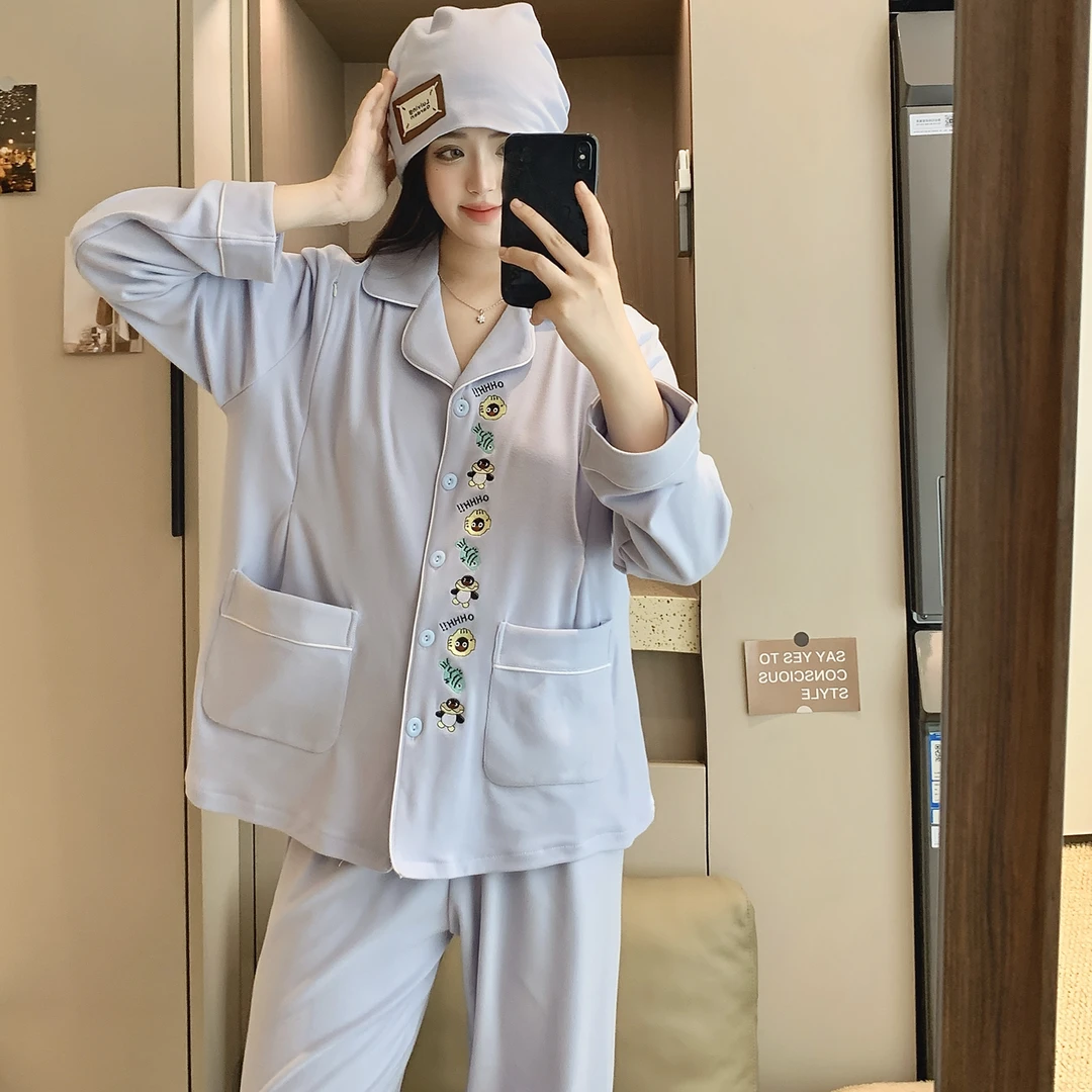 德绒月子服产妇秋冬季产后待产怀孕哺乳孕妇睡衣家居服套装可外穿