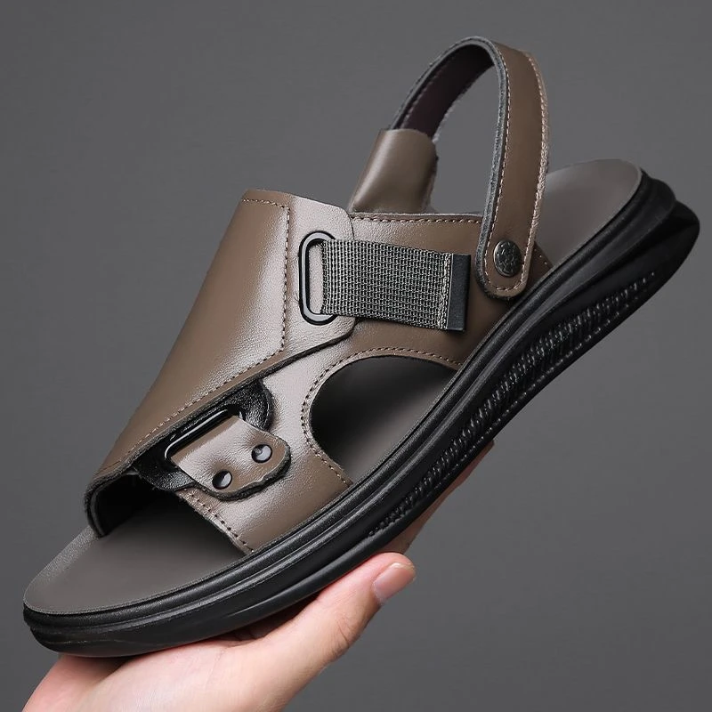 男士凉鞋新款厚底沙滩鞋夏季外穿爸爸凉拖耐磨两用男款凉皮鞋
