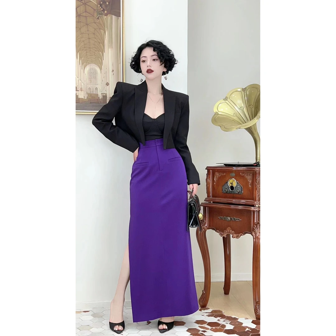 LYXJ【唐顿庄园紫罗兰】春夏款时尚气质复古半身裙10061