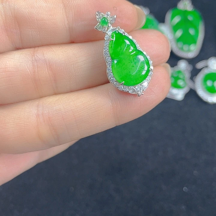 翡翠银S925镶嵌吊坠(不含链)
