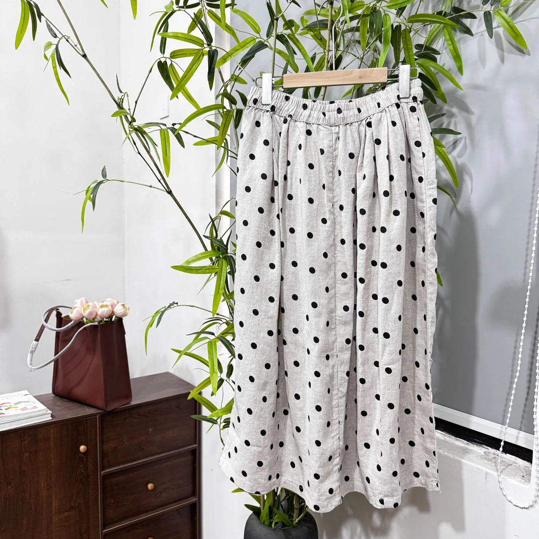 【2568】纯汉麻波点裙