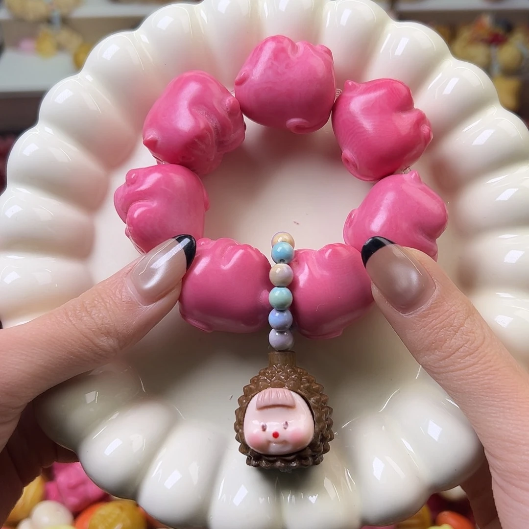 菩提根/象牙果吊坠瑕疵粉仓鼠7颗手捻量