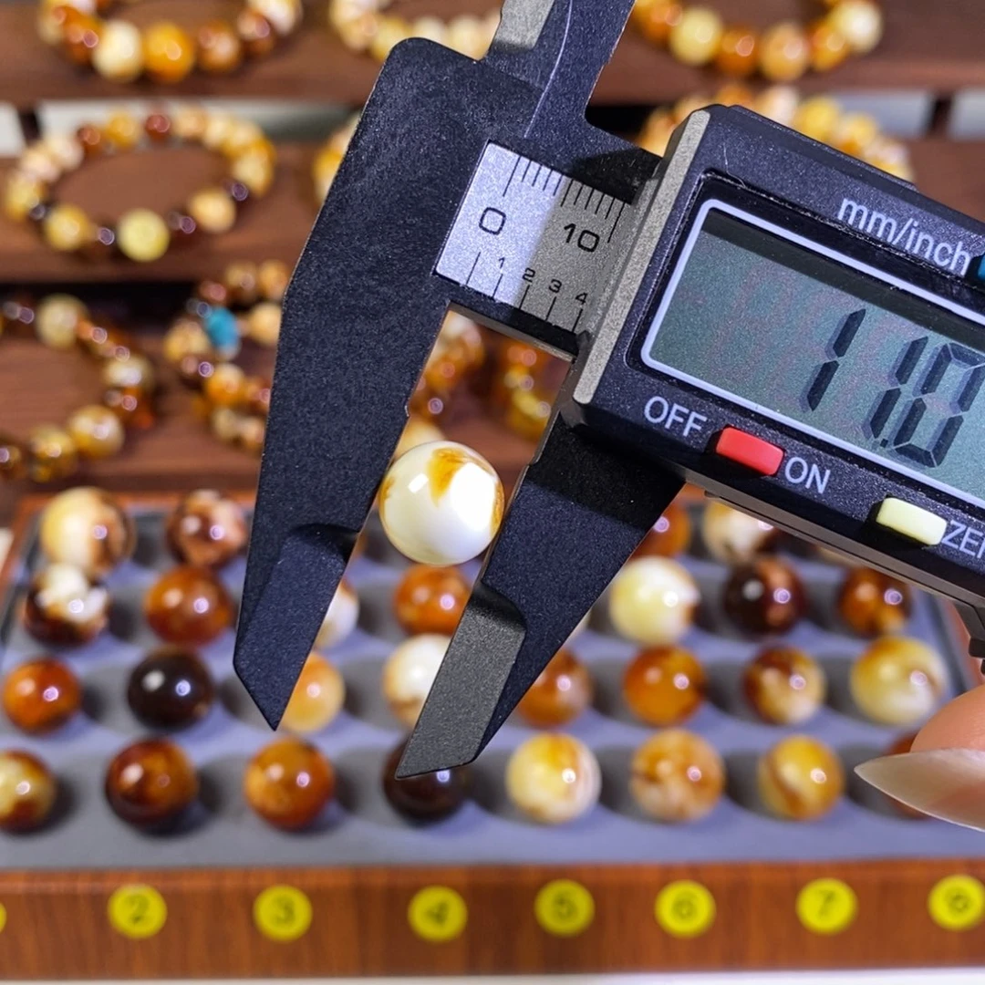 蜜蜡未镶嵌手串沁色蜜蜡单珠