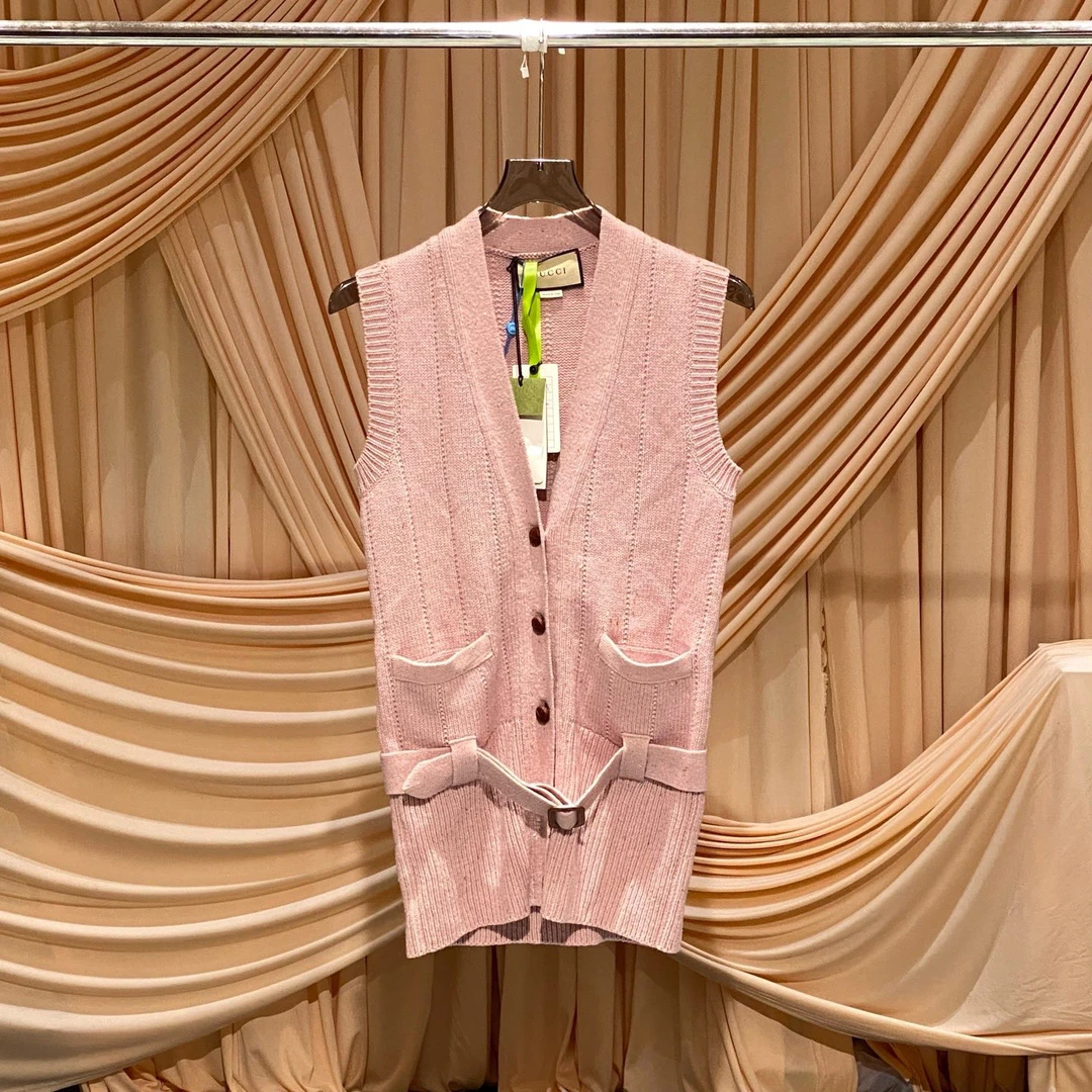 99新 GUCCI/古驰 Gucci粉色针织马甲/XS码/99新带吊牌/JM37522