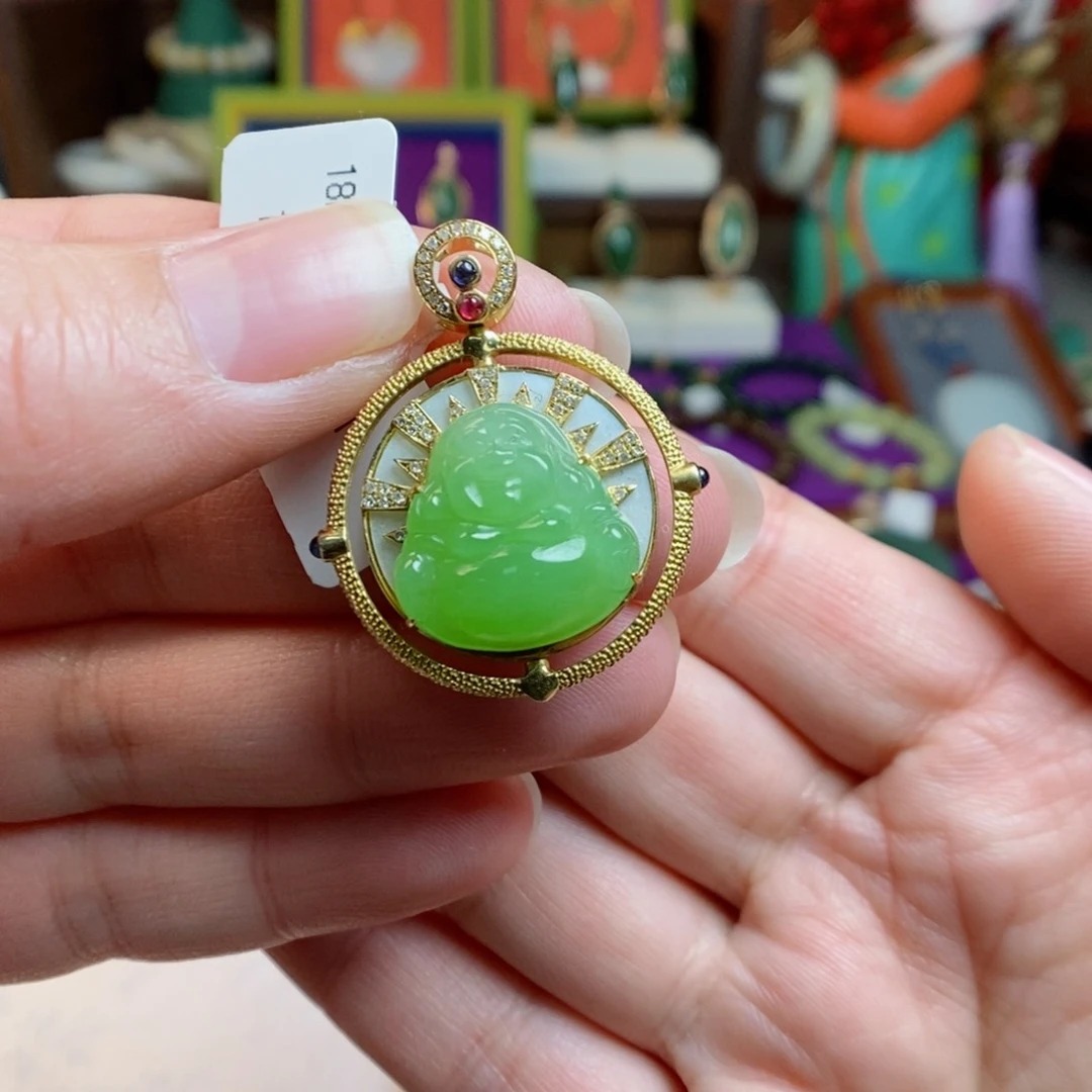 和田玉手链18K金镶嵌