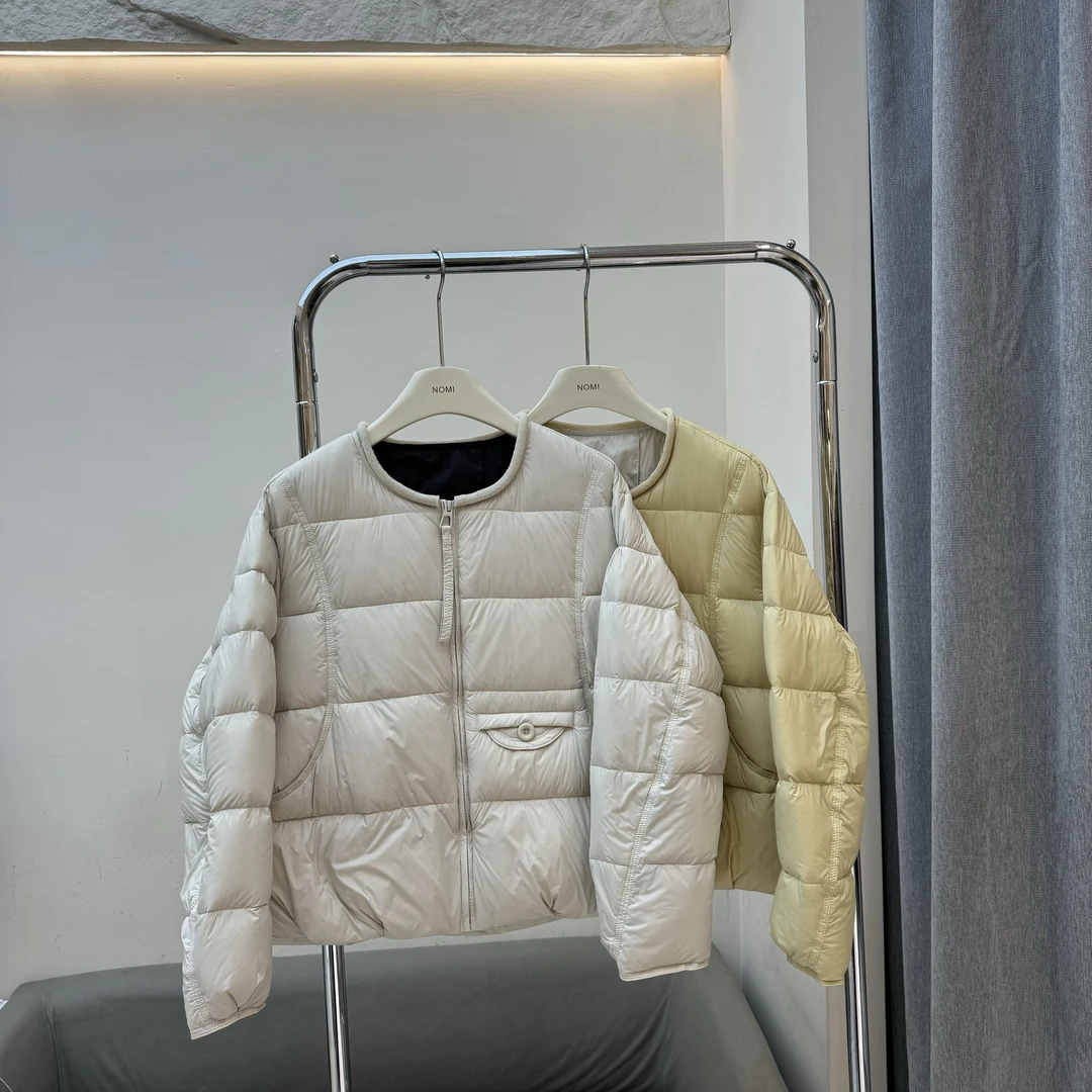 羽绒服女2025冬装新款欧货卷边圆领小个子网红韩国龟背量感面包服