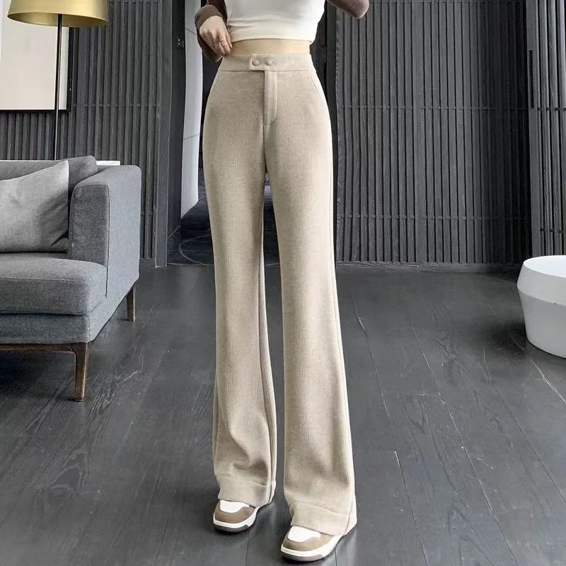【慕妍专属】8391（裤长100左右）亚麻高腰垂感显瘦微喇马蹄休闲裤