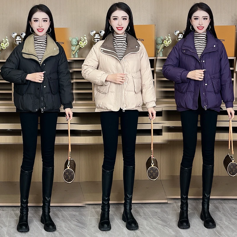 气质立领休闲时尚保暖2025新款白鸭绒加厚羽绒服外套女YQ2267