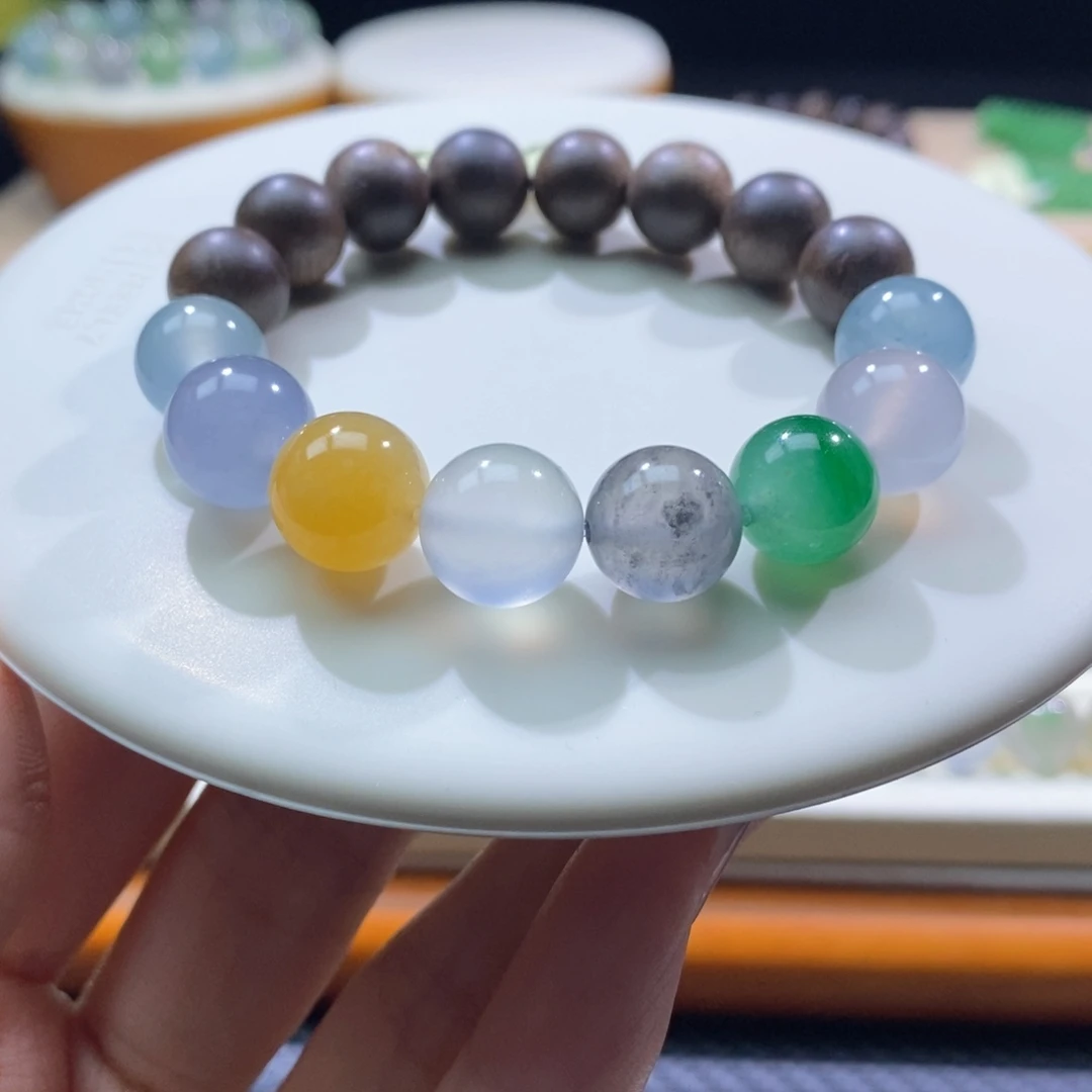 颈饰未镶嵌翡翠翡翠糖果色多宝手串11+mm