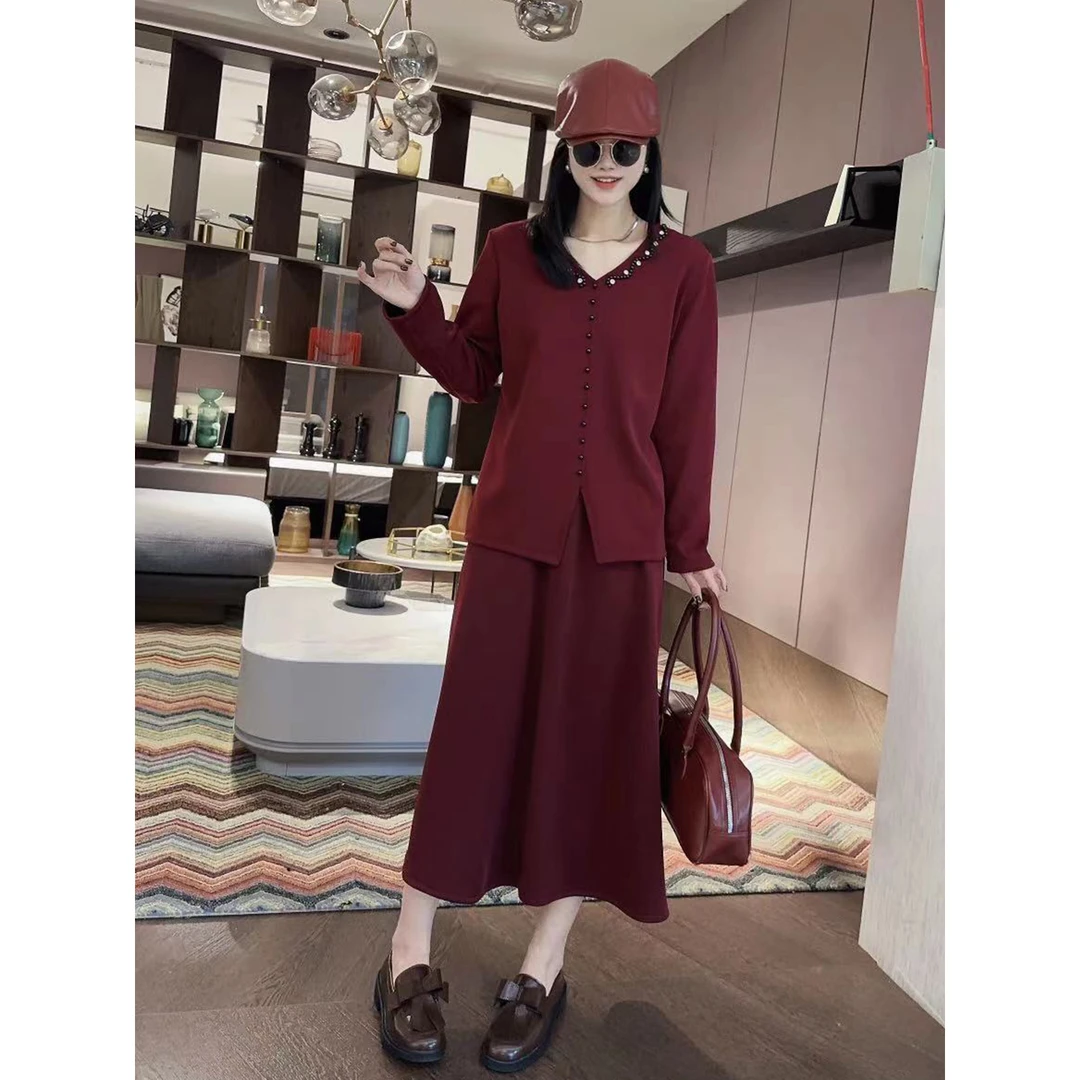 【胡小肥】03大码两件套裙9169气质显瘦百搭修身休闲时尚简约高级感