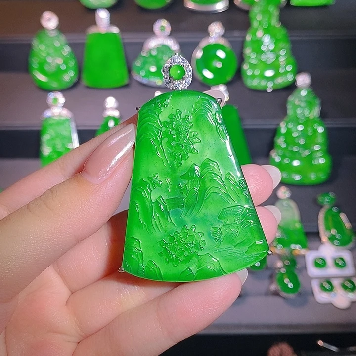 翡翠银S925镶嵌颈饰