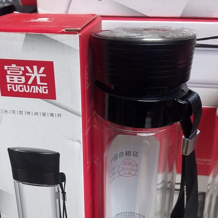 茶隔款玻璃富光提绳玻璃杯