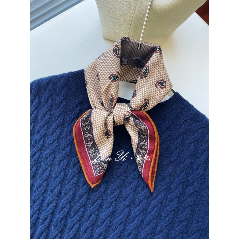 【绯色边界】经典百搭真丝桑蚕丝羊毛62方巾双面围巾丝巾女