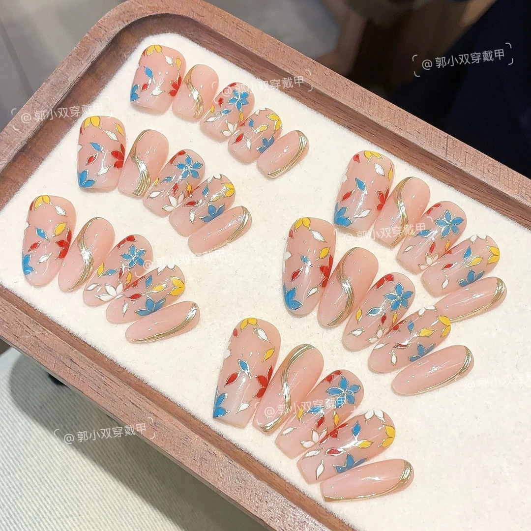 郭小双穿戴甲【花间蜜语】手绘水彩版10片盒装-S22389