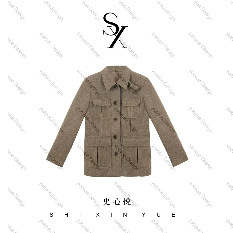 【悦悦专属】复古翻领时尚口袋老钱风外套Y962