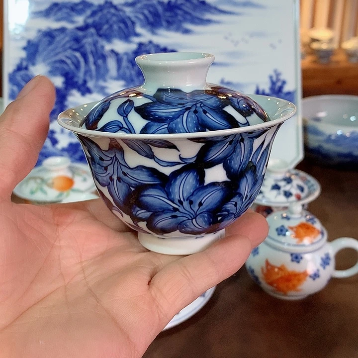 錡镇堂手工手绘盖碗