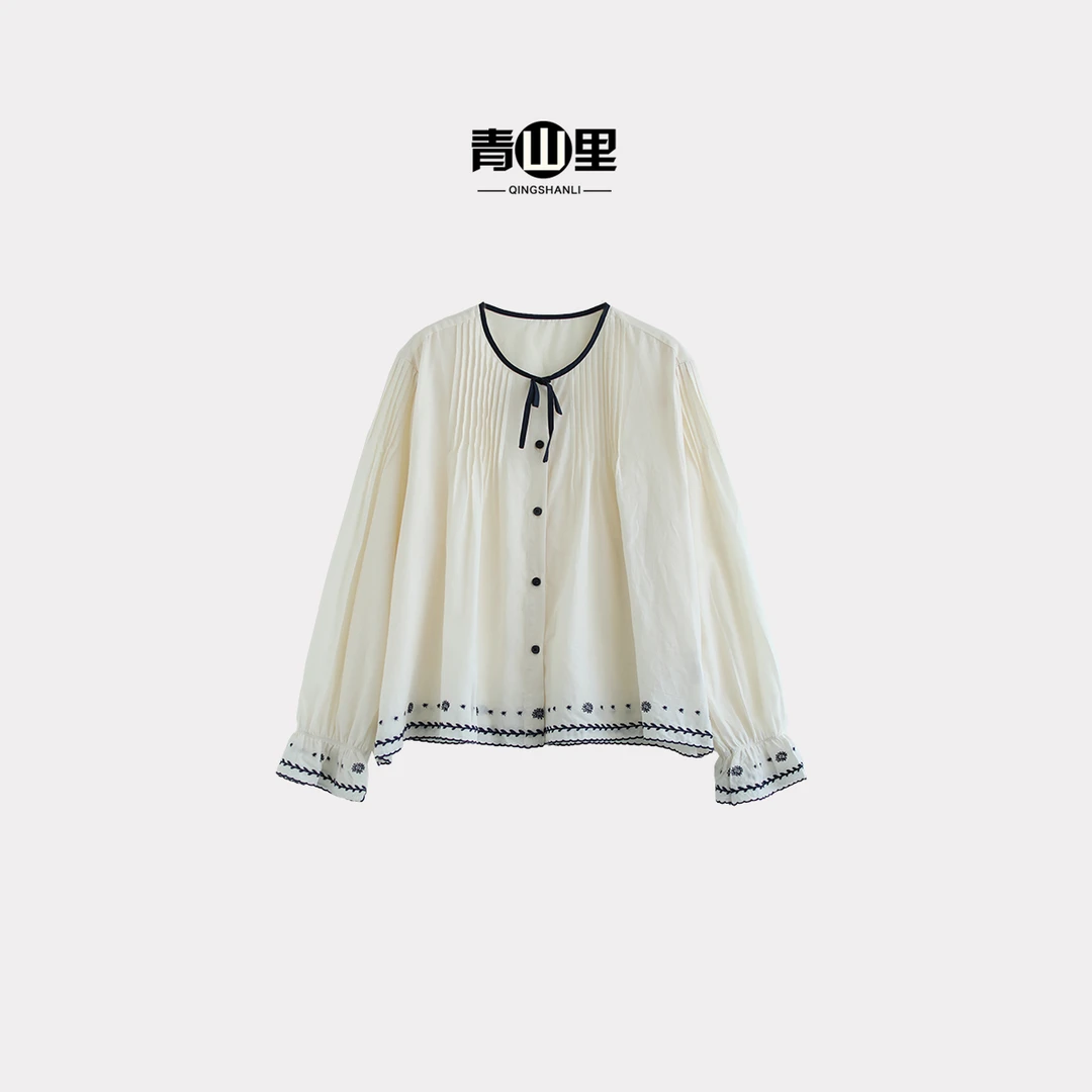 Q0051-韩系秋季新款花苞袖设计感衬衫气质长袖设计时尚百搭小众