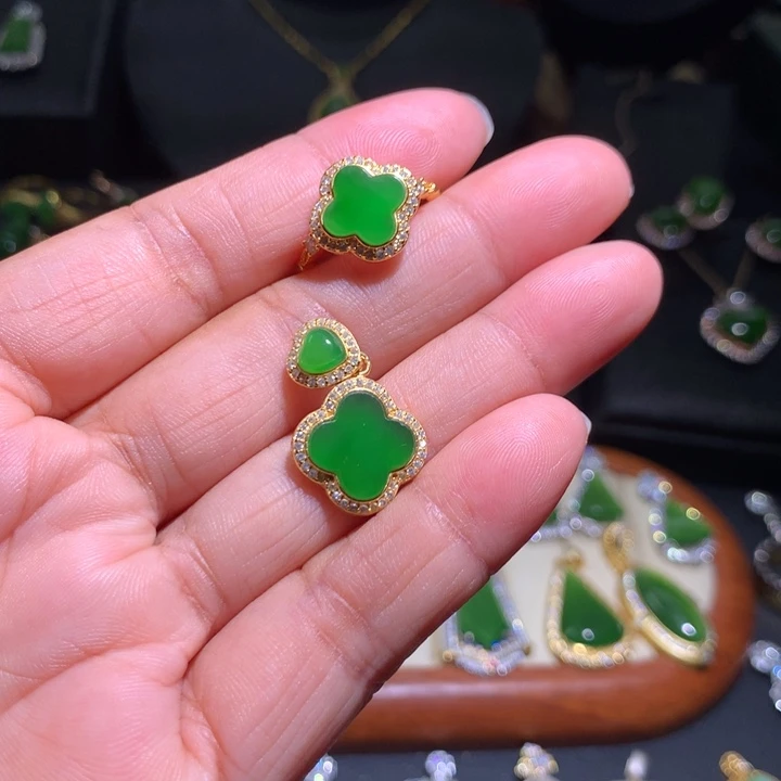 和田玉（碧玉）戒指银S925镶嵌